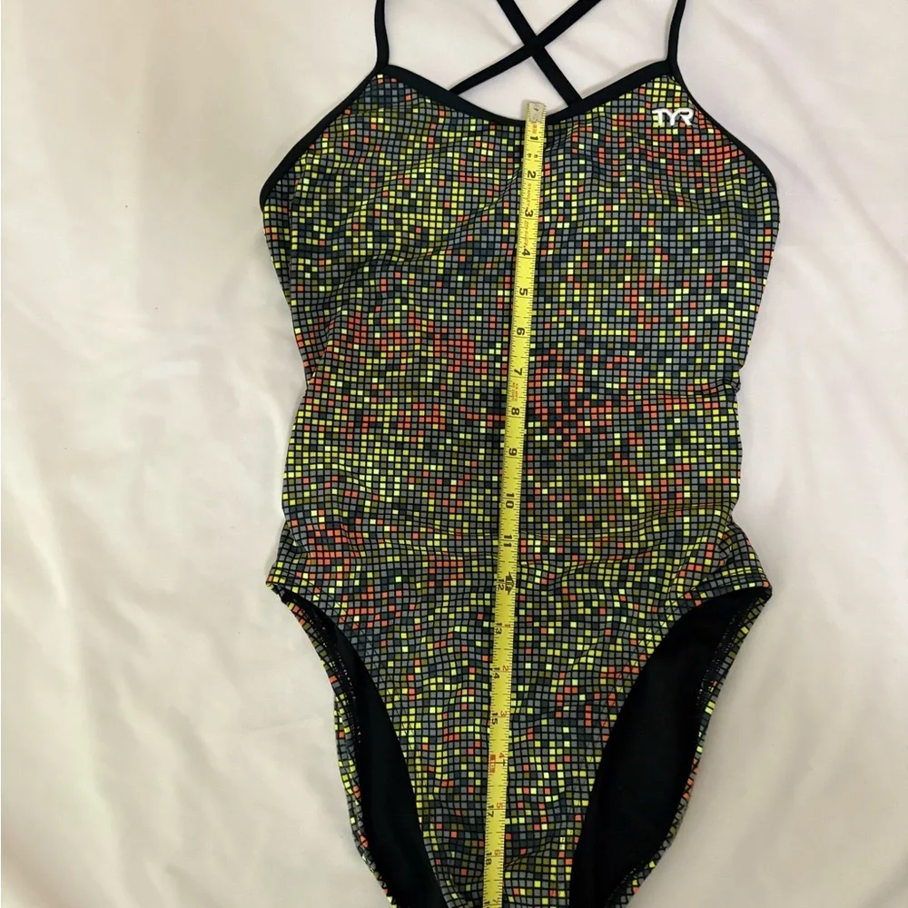 TYR Atomic Trinityfit One piece Swimsuit featuring Black with Neon Accents